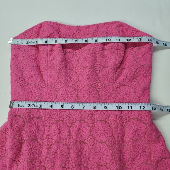 Lilly Pulitzer Vicki Dress Women 2 Pink Strapless Mini Vintage Daisy Embroidered - Picture 8 of 11
